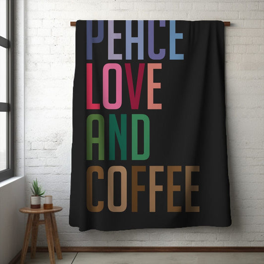 Good Bean Gifts Peace Love and Coffee Velveteen Plush Blanket 50" × 60"