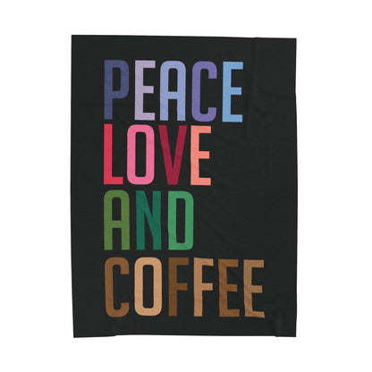 Good Bean Gifts Peace Love and Coffee Velveteen Plush Blanket 60" × 80"