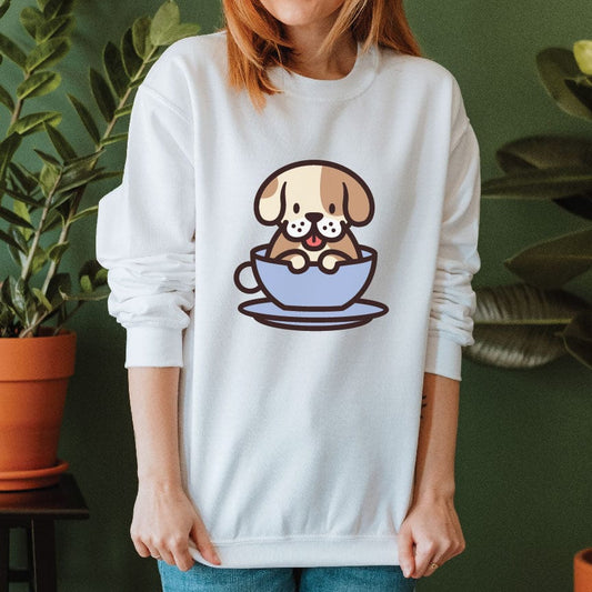 Good Bean Gifts Pup In a Cup - Classic Crewneck Sweatshirt White / S