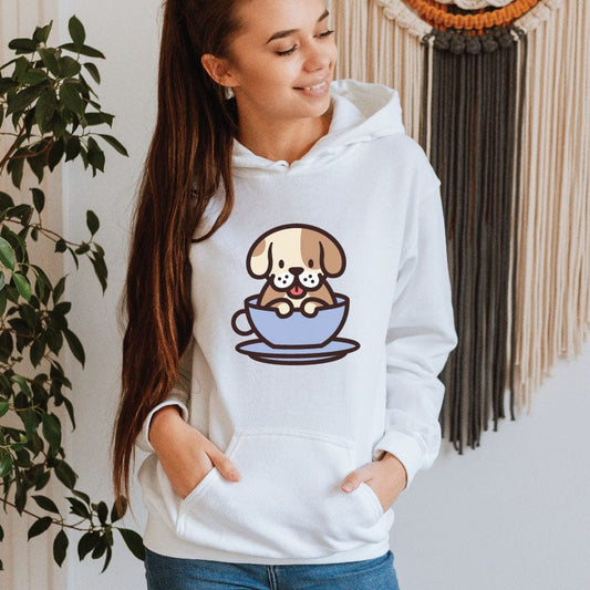 Good Bean Gifts Pup In a Cup - Classic Unisex Pullover Hoodie White / S