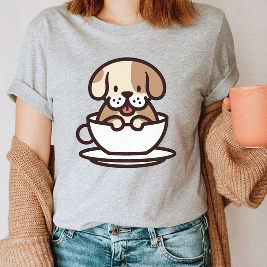 Good Bean Gifts Pup In a Cup Unisex Crewneck T-shirt Heather Dust / S