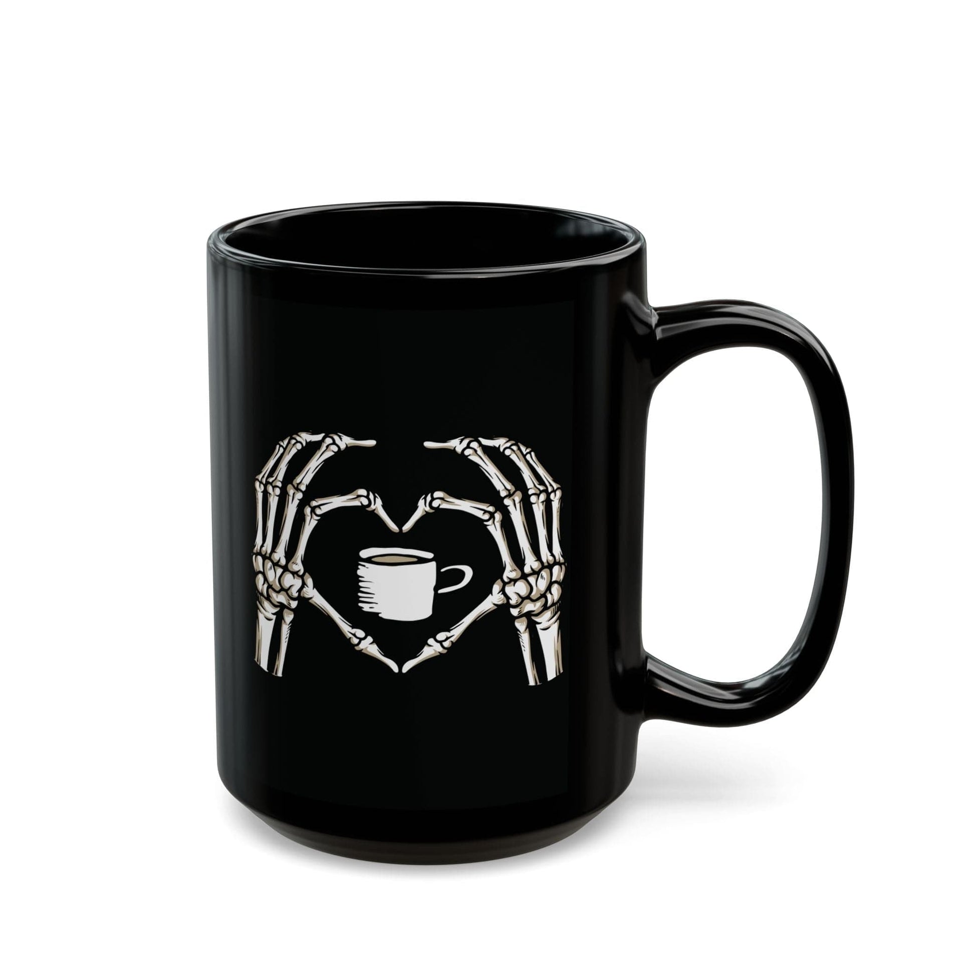 Good Bean Gifts "Skeletons love coffee" Black Mug (15oz) Two sided imprint 15oz