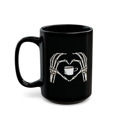 Good Bean Gifts "Skeletons love coffee" Black Mug (15oz) Two sided imprint 15oz