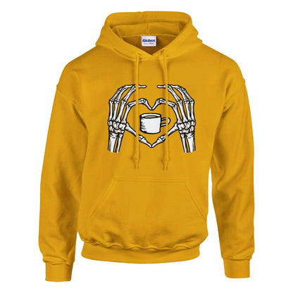 Good Bean Gifts "Skeletons love coffee" -Classic Unisex Pullover Hoodie | Gildan® 18500 Gold / S