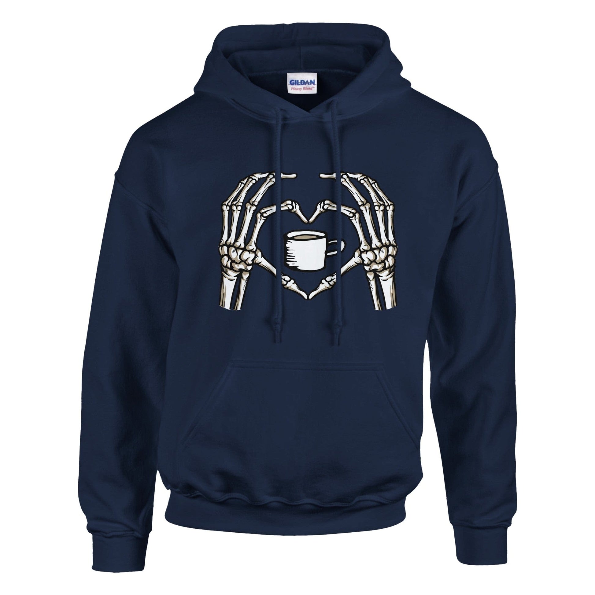 Good Bean Gifts "Skeletons love coffee" -Classic Unisex Pullover Hoodie | Gildan® 18500 Navy / S