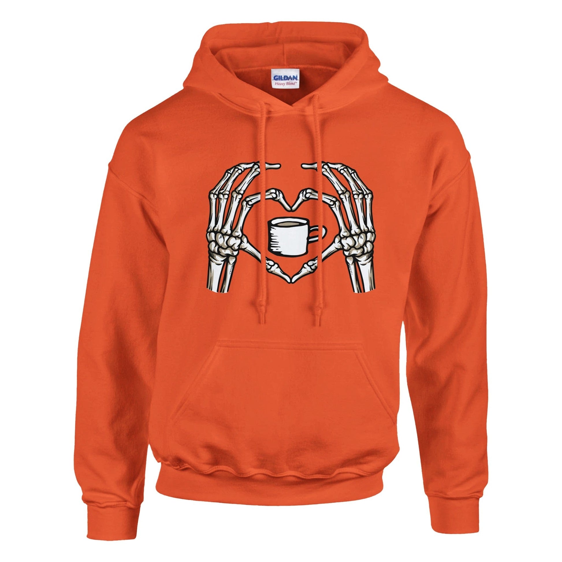 Good Bean Gifts "Skeletons love coffee" -Classic Unisex Pullover Hoodie | Gildan® 18500 Orange / S