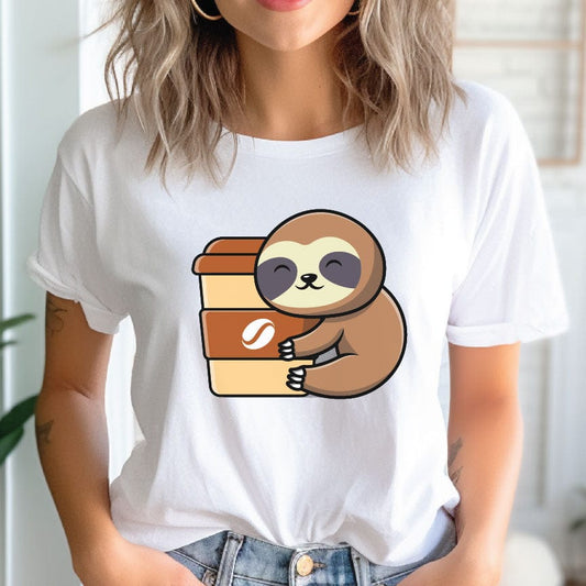 Good Bean Gifts Sloths Need Coffee! -Unisex Crewneck T-shirt White / S