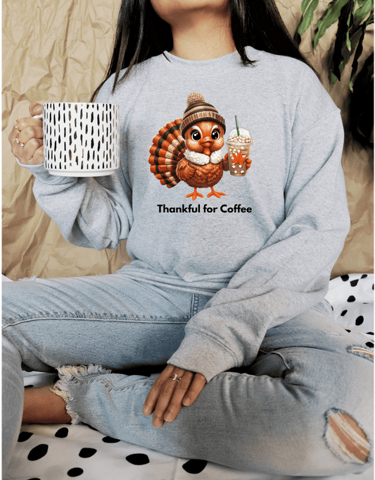 Good Bean Gifts Thankful for Coffee Turkey - Classic Unisex Crewneck Sweatshirt | Gildan® 18000 Ash / S