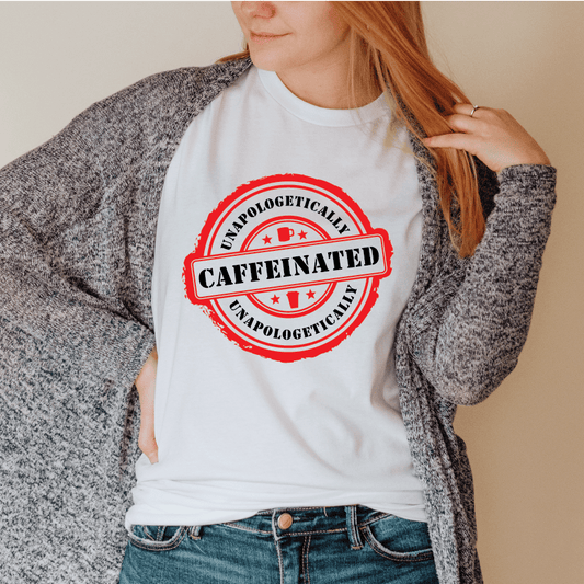 Good Bean Gifts Unapologetically Caffeinated (Circle Design) Unisex Crewneck T-shirt White / S