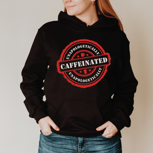 Good Bean Gifts Unapologetically Caffeinated - (Circle Design) - Unisex Pullover Hoodie Black / S