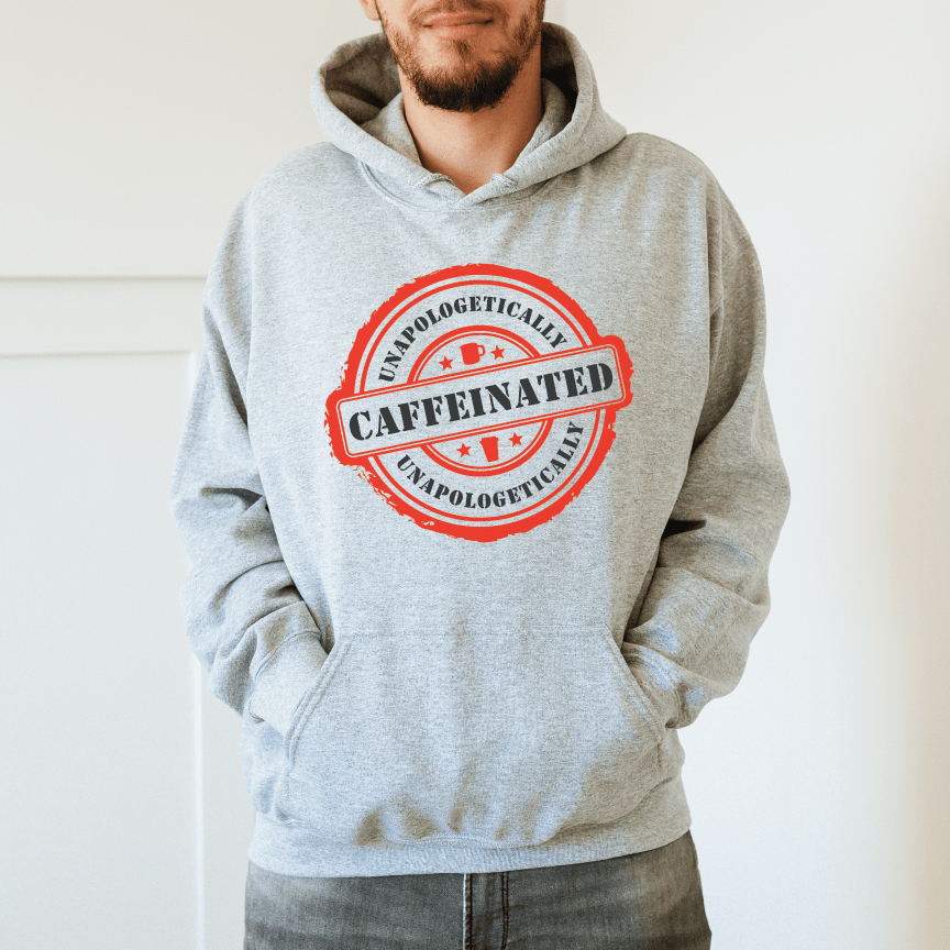 Good Bean Gifts Unapologetically Caffeinated - (Circle Design) - Unisex Pullover Hoodie Sports Grey / S