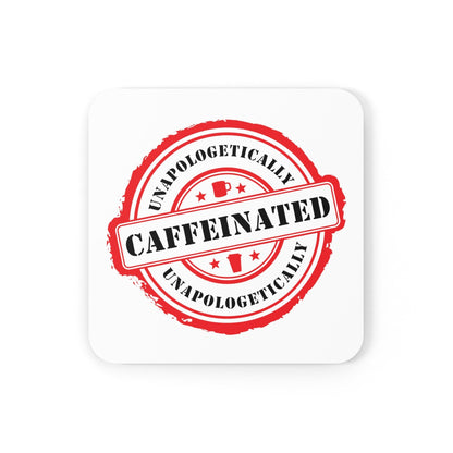 Good Bean Gifts "Unapologetically Caffeinated" Cork Back Coaster Square / 3.75" × 3.75" / Cork