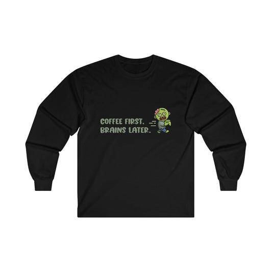 Good Bean Gifts "Zombie Priorities" Long Sleeve Tee (Dark colors) M / Black