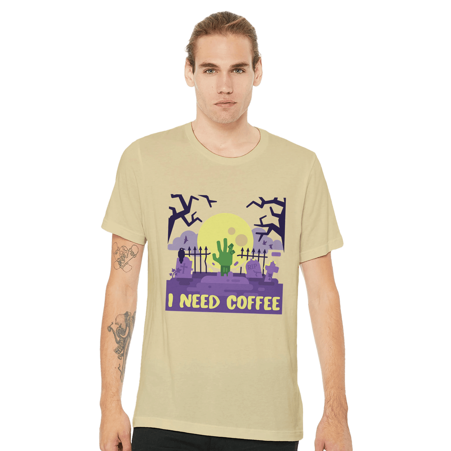 Good Bean Gifts "Zombies Need Coffee"- Premium Unisex Crewneck T-shirt | Bella + Canvas 3001