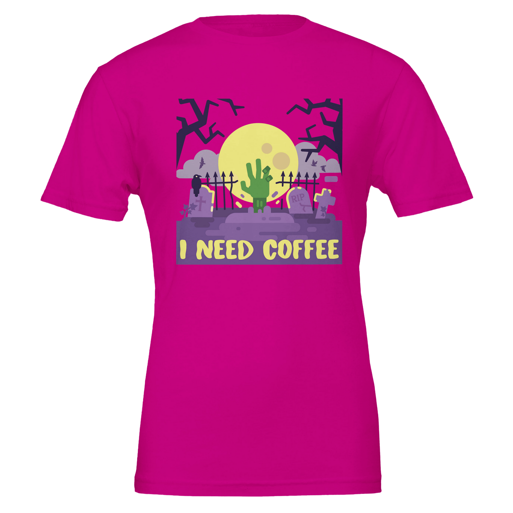 Good Bean Gifts "Zombies Need Coffee"- Premium Unisex Crewneck T-shirt | Bella + Canvas 3001 Berry / S