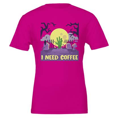 Good Bean Gifts "Zombies Need Coffee"- Premium Unisex Crewneck T-shirt | Bella + Canvas 3001 Berry / S