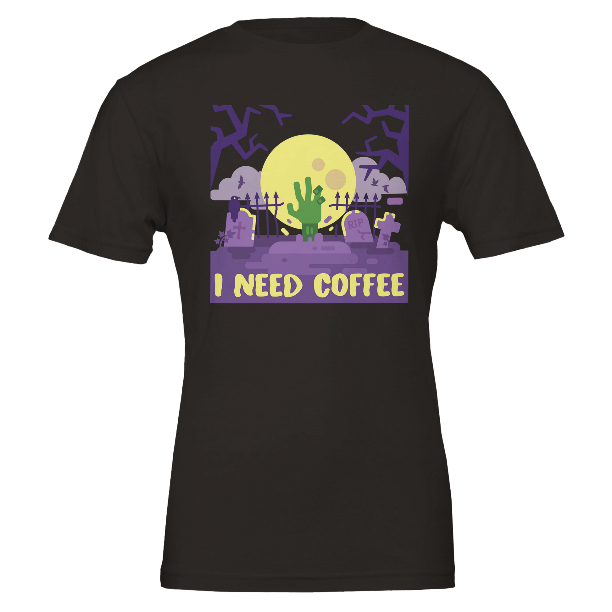 Good Bean Gifts "Zombies Need Coffee"- Premium Unisex Crewneck T-shirt | Bella + Canvas 3001 Black / S