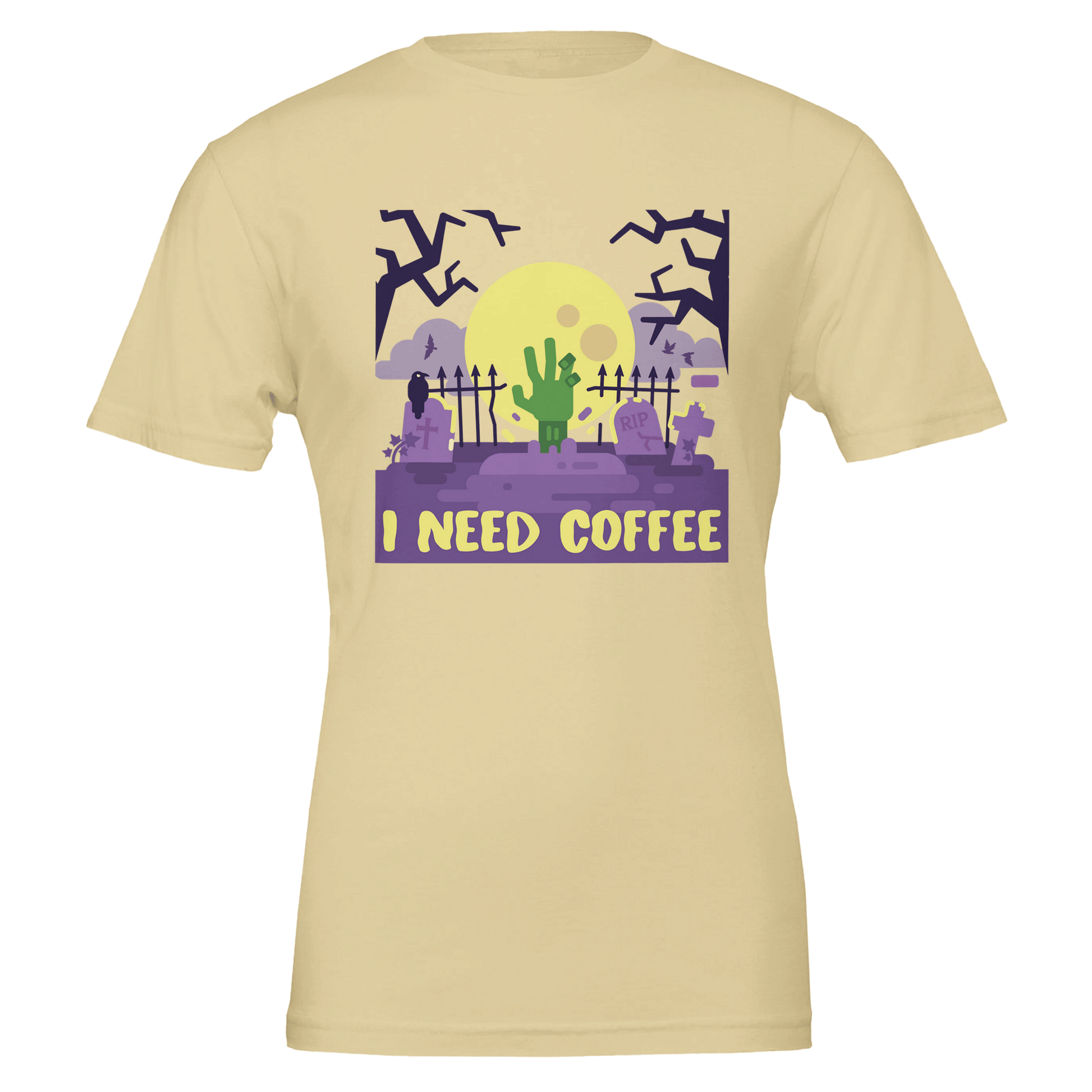 Good Bean Gifts "Zombies Need Coffee"- Premium Unisex Crewneck T-shirt | Bella + Canvas 3001 Natural / S