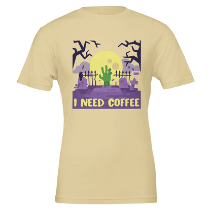 Good Bean Gifts "Zombies Need Coffee"- Premium Unisex Crewneck T-shirt | Bella + Canvas 3001 Natural / S