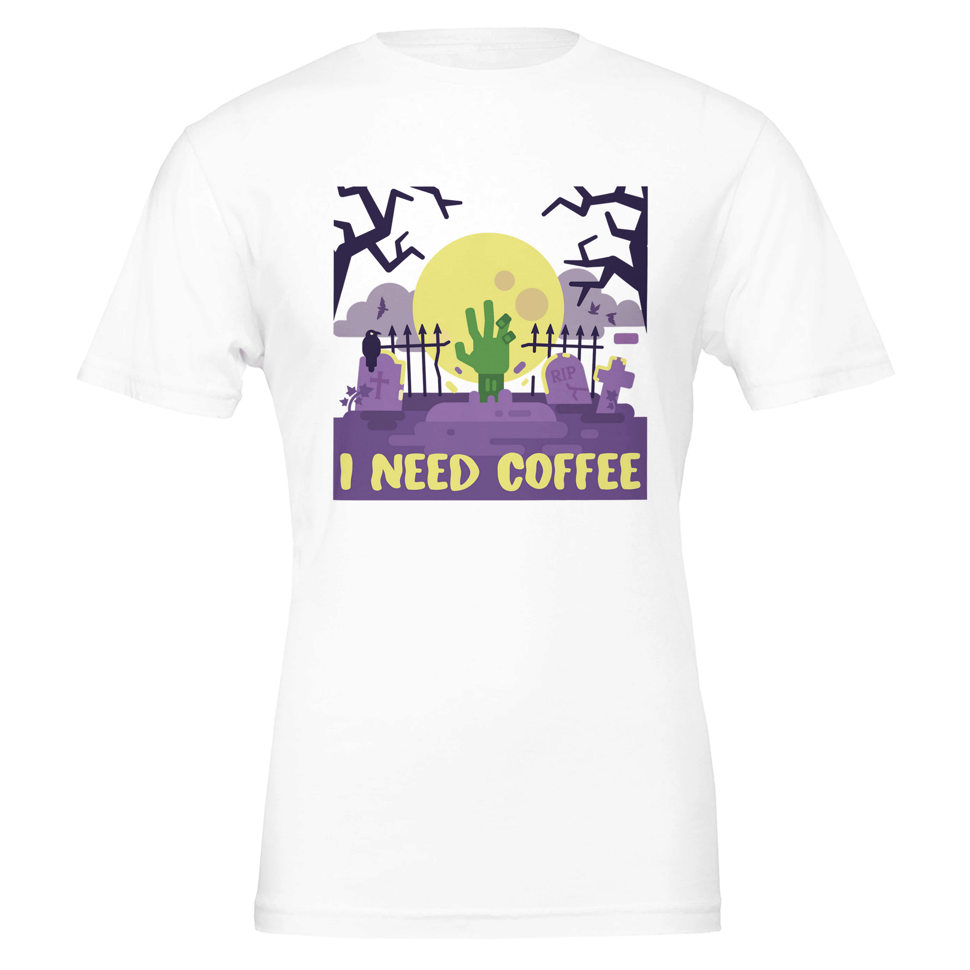 Good Bean Gifts "Zombies Need Coffee"- Premium Unisex Crewneck T-shirt | Bella + Canvas 3001 White / S