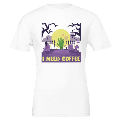 Good Bean Gifts "Zombies Need Coffee"- Premium Unisex Crewneck T-shirt | Bella + Canvas 3001 White / S