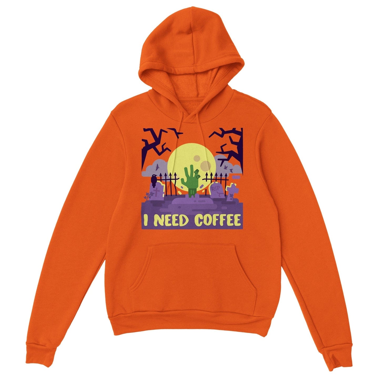 Good Bean Gifts "Zombies Need Coffee" Pullover Hoodie Orange / S