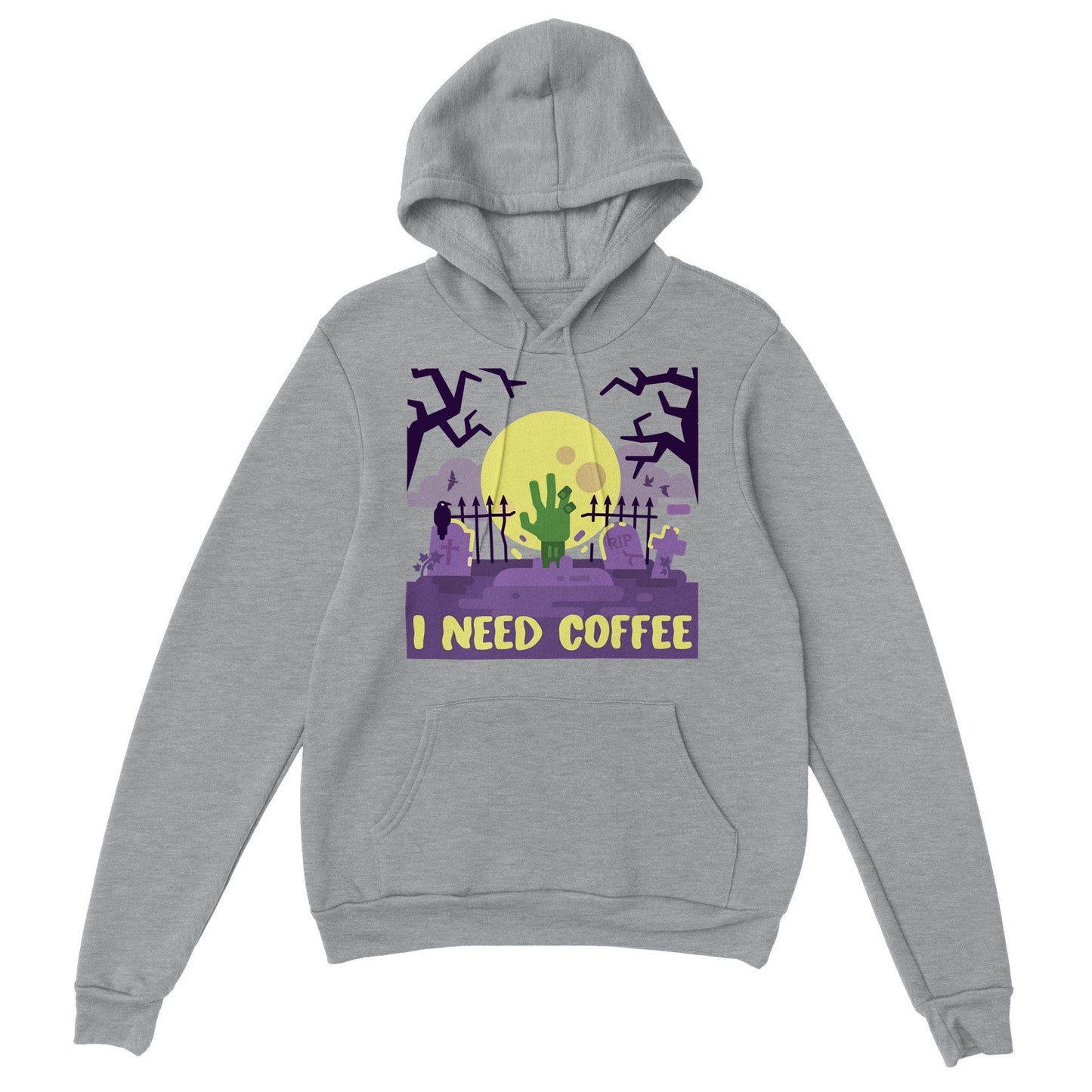 Good Bean Gifts "Zombies Need Coffee" Pullover Hoodie Sports Grey / S