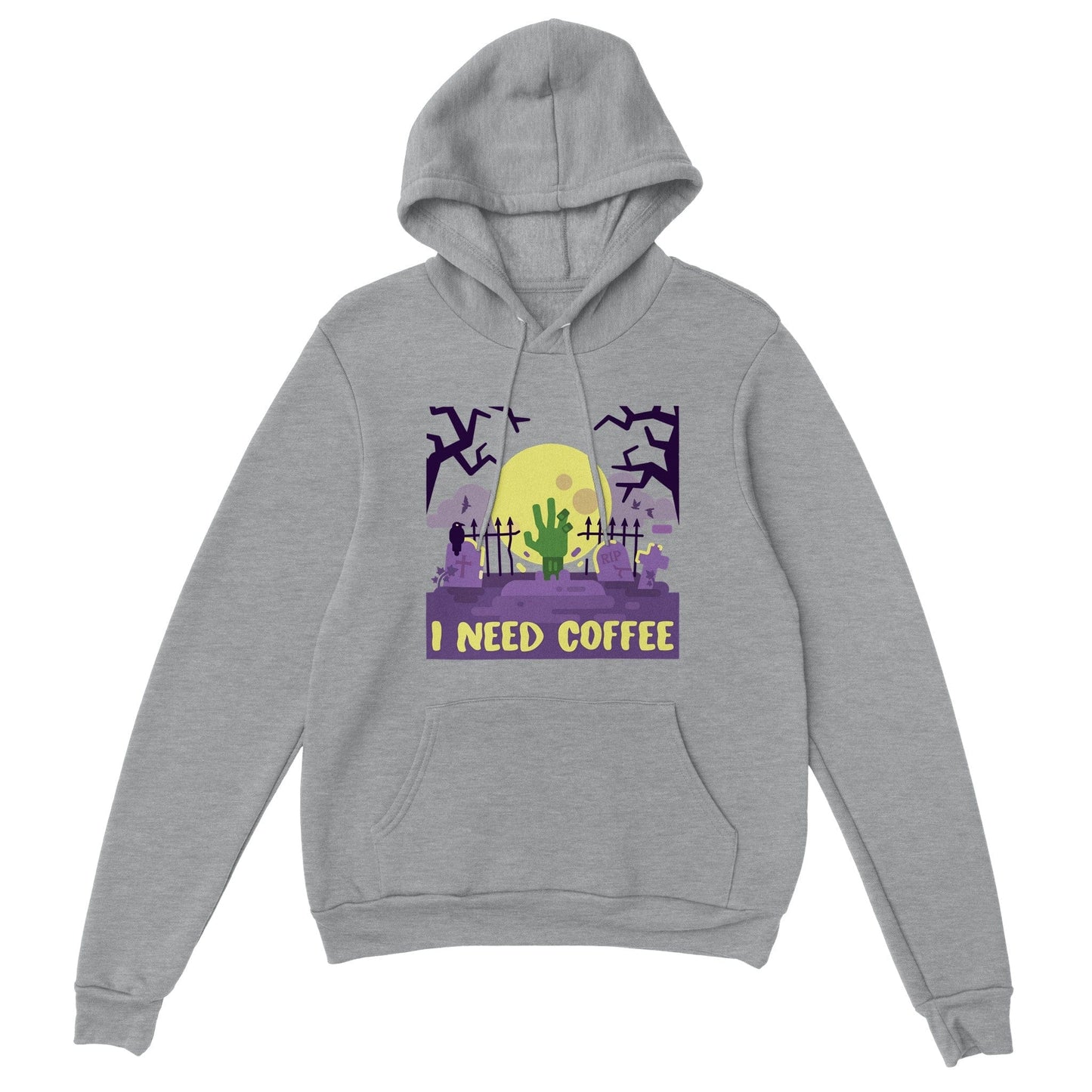 Good Bean Gifts "Zombies Need Coffee" Pullover Hoodie Sports Grey / XS